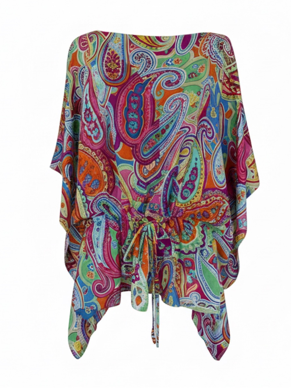 Lauren Ralph Lauren Silk Multicolor Blouse with Tie Waist
